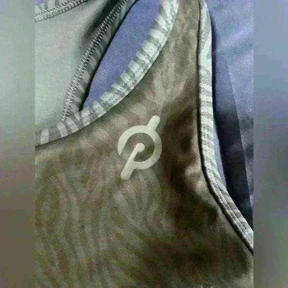 Peloton Cadent High Neck Racerback Bra Size Small Animal Print Black/Blue Gym - Picture 3 of 7